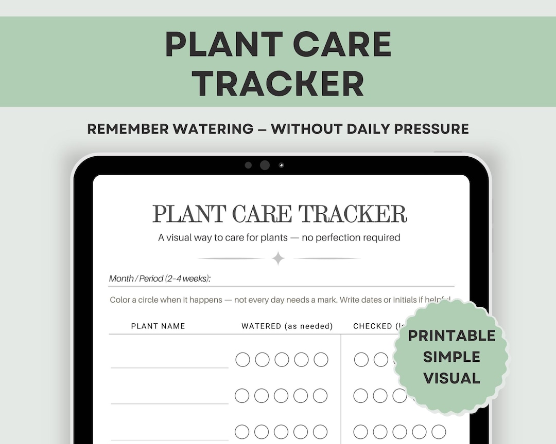Plant Care Tracker Printable for Forgetful Gardeners Watering & Check ...