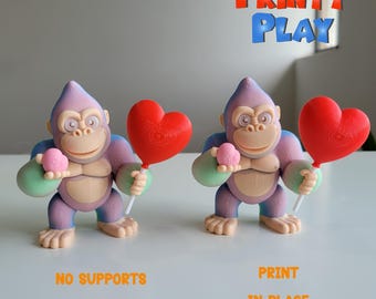 Cute Flexi Gorilla- STL for 3d Printing - Etsy
