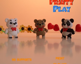 Cute mini flexi bears-STL for 3d printing