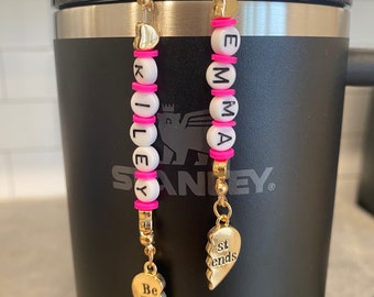 Best Friend Stanley Charm, 2 matching charms with personalized name for best friends. Best friend charm with girls’ names. Stanley cup charm