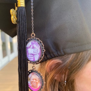 MOTICIUS Custom Graduate Photo Charm Tassel For Graduation Cap Decorations Personalized Memorial Graduation Tassel With Angel Wings Custom Memory Picture For 2025 Graduate Gifts