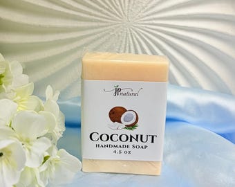 Luxury Coconut Glycerin Soap Bar | Handmade Moisturizing Face & Body Soap | Tropical Spa Soap | Natural Self Care Gift
