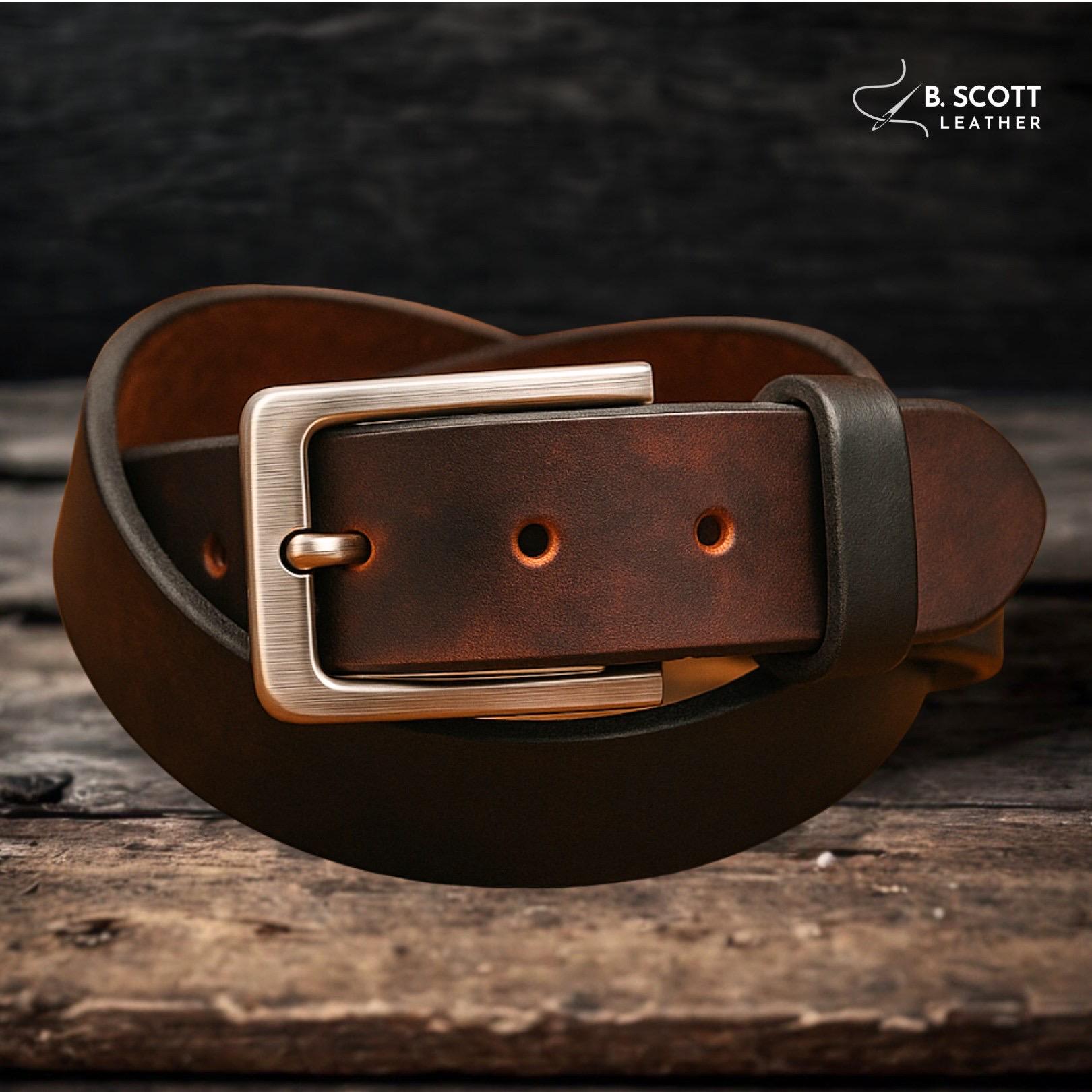 Unisex mahogany brown Leather Belt 34-38” waist Durham Belt - Mahogany Leather - PAIGE main image 3