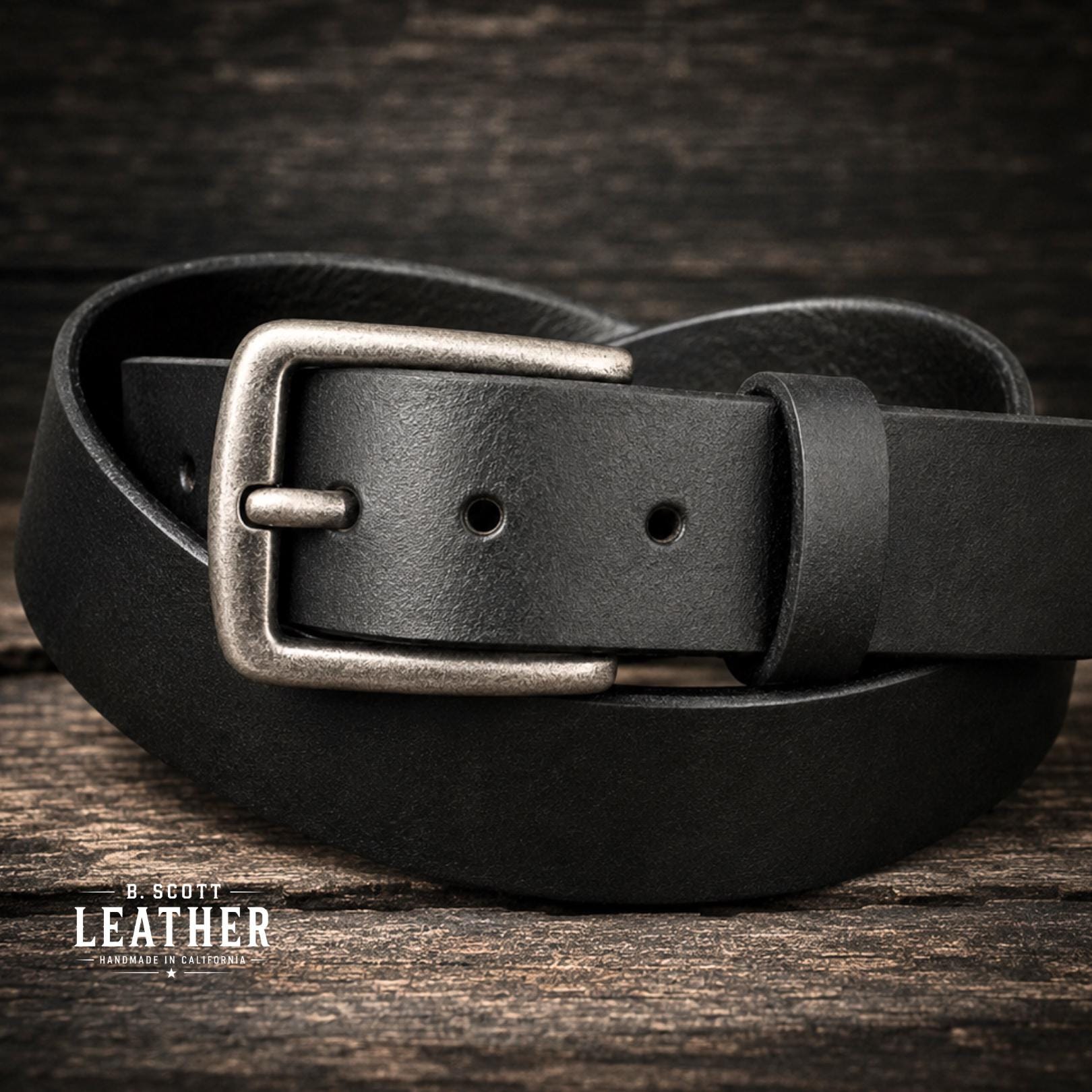 Handmade Extra Thick BLACK Leather Belt, Full Grain 1.5” & 1.25