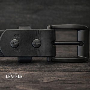 Handmade Extra Thick BLACK Leather Belt, Full Grain 1.5” & 1.25” Wide, Made in La Verne, CA image 7