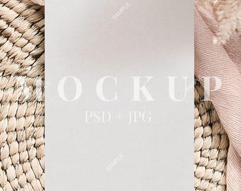 Boho Stationery Mockup: 5x7 Vertical Card, PSD JPG (Digital Download)