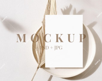 5x7" Boho Card Mockup,  Minimalist Party Stationery Mockup, Modern Card Mockup, Wedding Invitation Mockup, PSD Smart Object Mockup - CS157