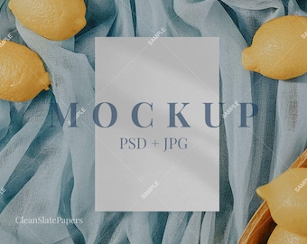 Blue Lemon 5x7 Invitation Mockup: PSD Smart Object (Digital Download)