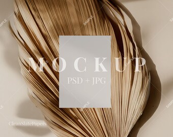 Boho Card Mockup: 5x7 Invitation, Rustic Palm (PSD & JPG)