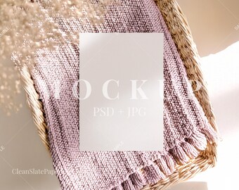 5x7 Vertical Card Mockup: Purple Stationery, Invitation PSD (Digital File)
