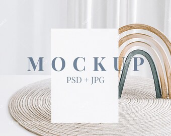 5x7 Minimalist Mockup: Boho Invitation, Baby Shower, PSD (Digital Download)