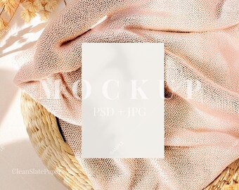 5x7 Pink Card Mockup: Invitation Stationery PSD (Digital File)