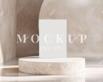5x7 Earthy Organic Stationery Card Mockup, Modern Minimal Invitation, PSD, JPG