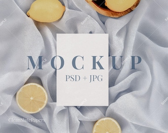 Mediterranean Lemon 5x7 Invitation Mockup: PSD Smart Object (Digital Download)