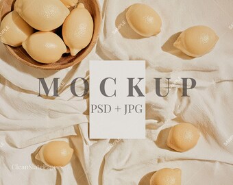 5x7 Lemon Stationery Mockup: Elegant Invitation, PSD Smart Object (Digital Download)