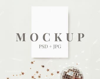 5x7 Preppy Disco Invitation Mockup: PSD Smart Object (Digital Download)