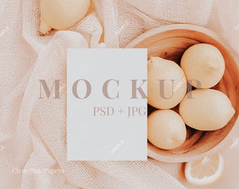 Pink Lemonade Invitation Mockup: 5x7 Boho Stationery (PSD & JPG File)