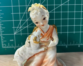 Vintage Lefton Aries Zodiac Angel Figurine Doll