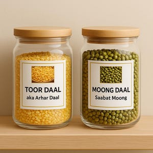 Étiquettes pour garde-manger indien – Lentilles, céréales, farines, collations et plus | Stickers imprimables + feuilles vierges | Téléchargement numérique instantané