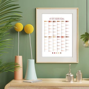 Annual Calendar 2024 - Wall Calendar for Self-Printing (warm red tones)