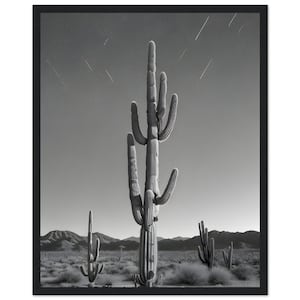 Schwarz Weiß Druck Sudwestliche Wüste Saguaro Kaktus Druck Boho Wüste