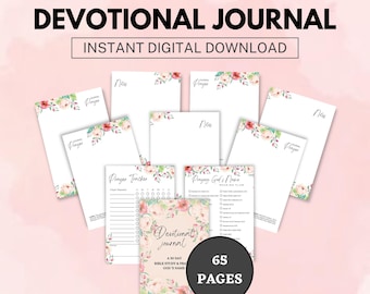 Devotional Journal – Digital Faith Planner, Bible Study Journal, Prayer Tracker, Gratitude Journal, Christian Printable, Canva Editable