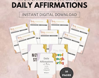 Daily Affirmations Journal – Self-Care Digital Planner, Mindset & Gratitude Journal, Positive Thinking Workbook, Printable PDF