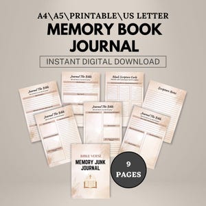 Bible Verse Memory Junk Journal – Digital Faith Planner, Scripture Study Journal, Printable Christian Journal, Bible Study Notes PDF