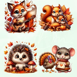 Cute Autumn Animals Clipart Bundle, Cozy Fall Forest Creatures ...