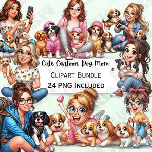 Funny Dog Mom Clipart Bundle, Witty Cartoon Stickers, Whimsical Canine PNG for Sublimation, Digital Download, Commercial Use