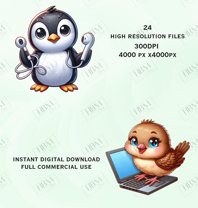 Cute Cartoon Tech Animals Clipart Bundle, Whimsical Gadgets Stickers ...