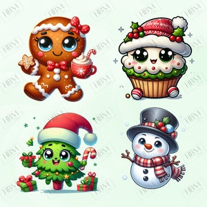 Cute Cartoon Christmas Clipart Bundle, Festive Santa Sticker, Adorable ...