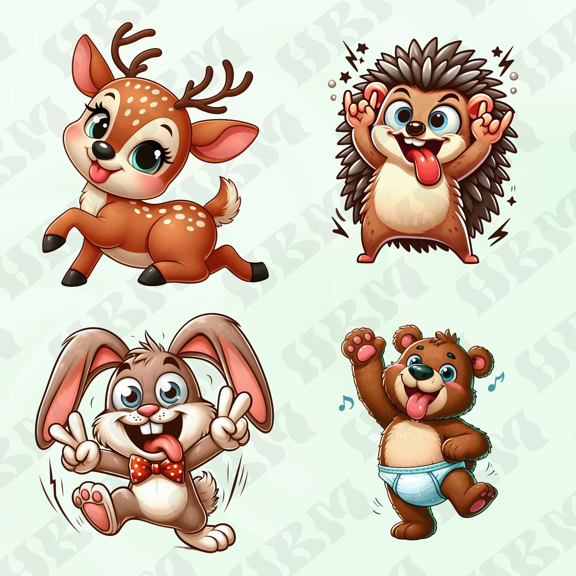 Niedliches lustiges Cartoon Waldtiere Clipart Bundle, Eule Aufkleber,  entzückende Bären Dekorationen, wunderliches PNG für Einladungen,  Grußkarten - Etsy Österreich, image size:2000x2000