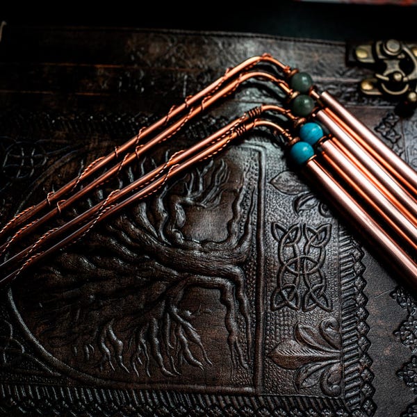 Handmade custom dowsing rods for spirit communication with crystal and metaphysical properties.Dowsing for finding buried treasure & water