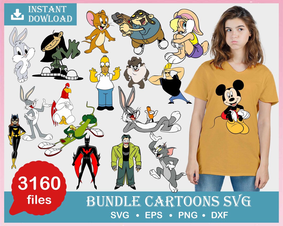 Chartoon Svg Cartoon Characters Mega Bundle Svg, Cricut Printable Clipart Silhouette ...