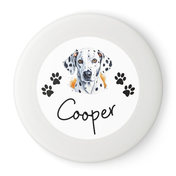 Personalized Dog Frisbee Toy, Dalmatian Pet Training Flying Disc for Custom Outdoor Play, Racing Exercise Supplies, Pet Lover Gift