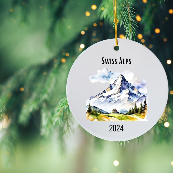 Swiss Alps Custom Ornament for Christmas Gifts, Decor, Travel Memories with Personalized Ceramic Ornament (1pcs, 5pcs, 10pcs, 20pcs)