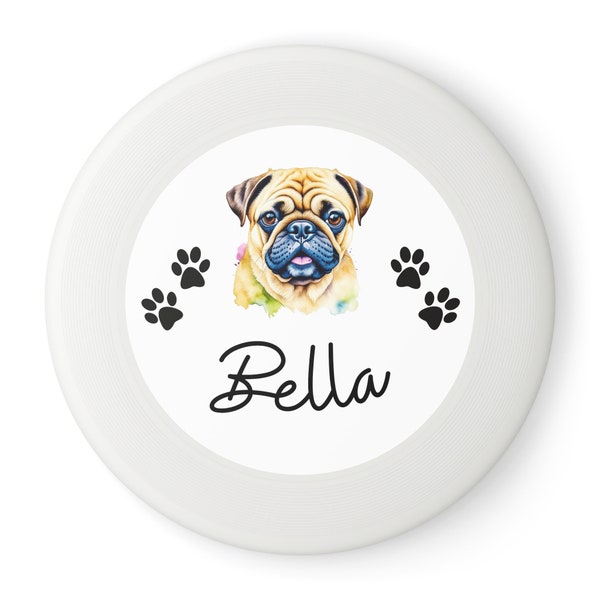 Personalized Dog Frisbee Toy, Pug Dog Pet Training Flying Disc for Custom Outdoor Play, Racing Exercise Supplies, Pet Lover Gift