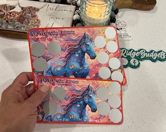 My Majestic Unicorn Saving Scratch-Off Challenge for A5 and A6 Budget Binder, Set of 2, Digital Download