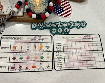 Let's Build Ice Cream Sundaes Money Saving Gameboard Challenge for A5 Budget Binder, Set of 2 Bundle, Digital Download