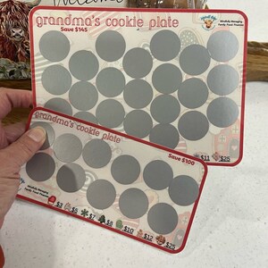 Grandma&#39;s Cookie Plate Money Saving Scratch-Off Challenge for A5 and A6 Budget Binder, Savings Challenge Bundle, Set of 2, Digital Download