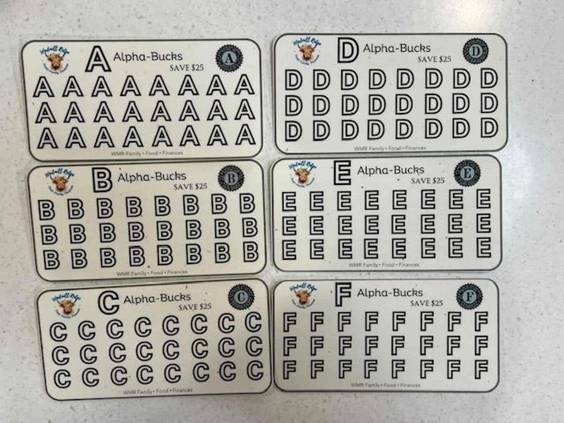 Alpha Bucks Dollar Bill Saving Challenge Trackers for A6 Budget Binder ...