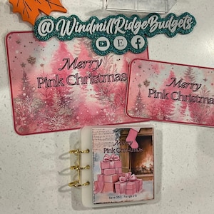 Merry Pink Christmas Savings Challenge Book, 12 Laminated Scratch-Off Envelopes, 24 total pages plus front and back cover, Digital Download