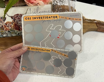Juego de 2 fichas para raspar de CSI Investigator Money Saving para carpetas de presupuesto A5 y A6, paquete de fichas para raspar de CSI Investigator Money Saving, descarga digital