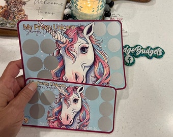 My Pretty Unicorn Saving Scratch-Off Challenge for A5 and A6 Budget Binder, Set of 2, Digital Download