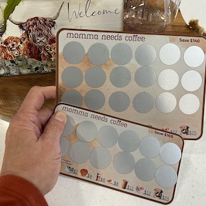 Momma Needs Coffee Money Saving Scratch-Off Challenge for A5 and A6 Budget Binder, Savings Challenge Bundle, Set of 2, Digital Download