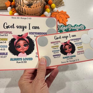 God Says I Am Saving Scratch-Off Challenge for A5 and A6 Budget Binder, Savings Challenge Bundle, Set of 2, Digital Download