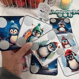 Christmas Penguins Scratch-Off Money Saving Challenge for Budget Binder, Savings Challenge, Digital Download