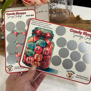 Candy Shoppe Money Saving Scratch-Off Challenge for A5 and A6 Budget Binder, Savings Challenge Bundle, Set of 2, Digital Download