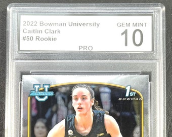 2022-23 Bowman Chrome University #50 Caitlin Clark Rookie - Graded PRO Gem Mint 10